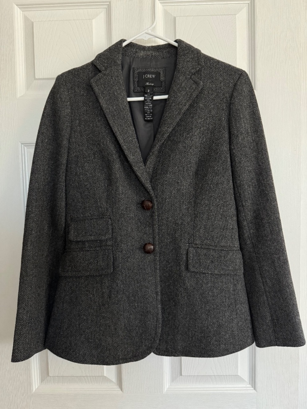 J. Crew Wool Dark Herringbone Blazer - Size 2
